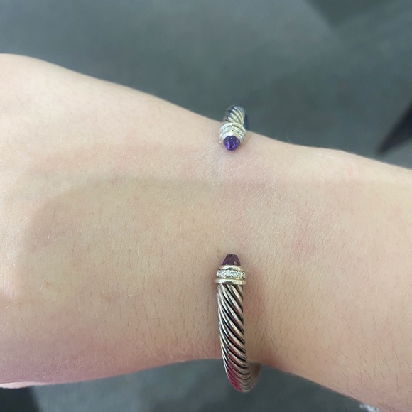 David Yurman Amethyst & Diamond Cuff 5mm - Picture 6 of 6